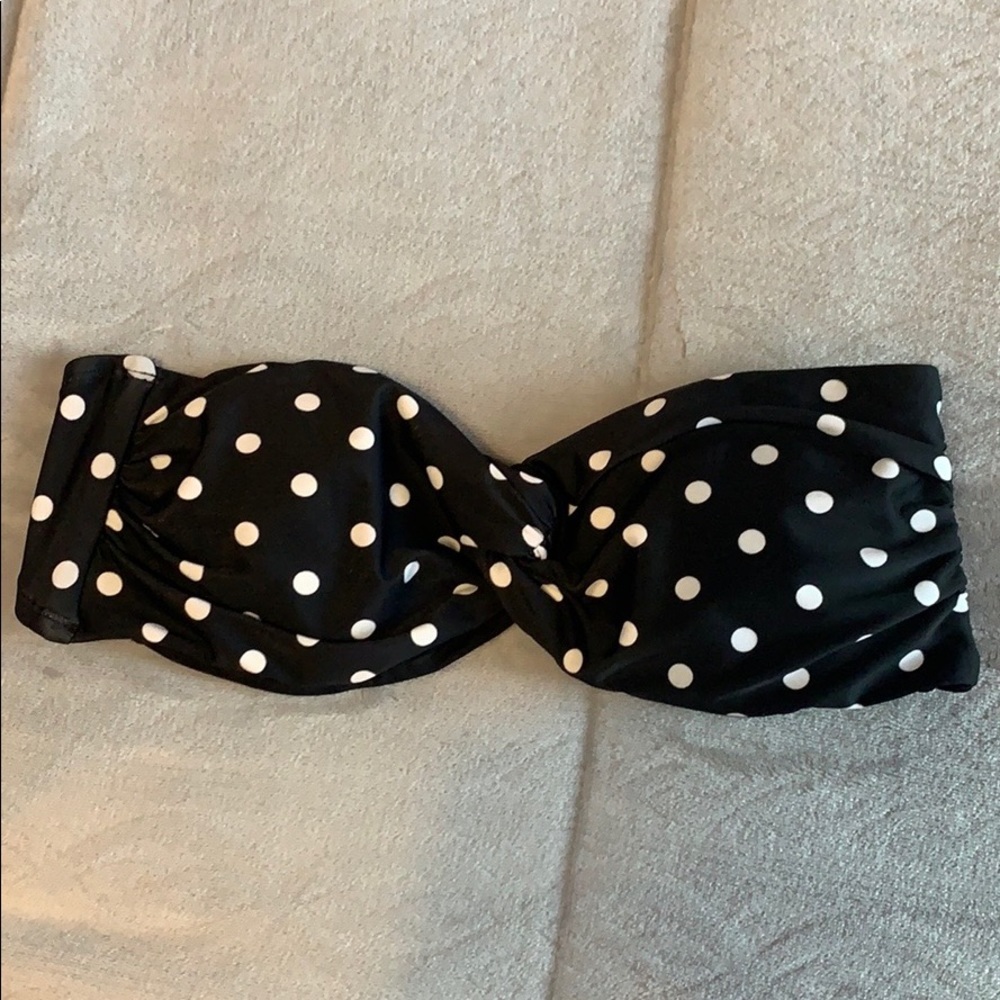 Black and white polka dotted bathing suit top